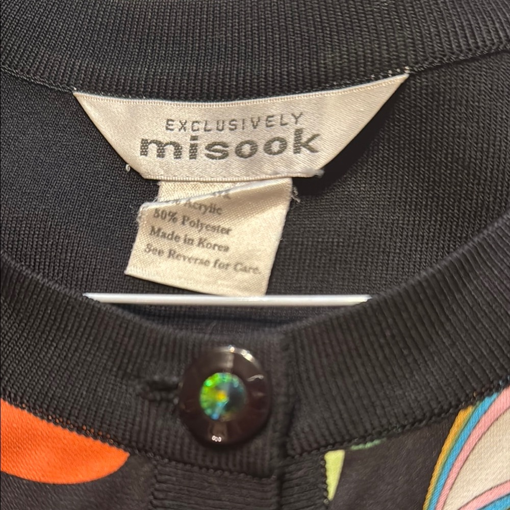 Misook Colorful Patterned Button-Up Cardigan With… - image 2